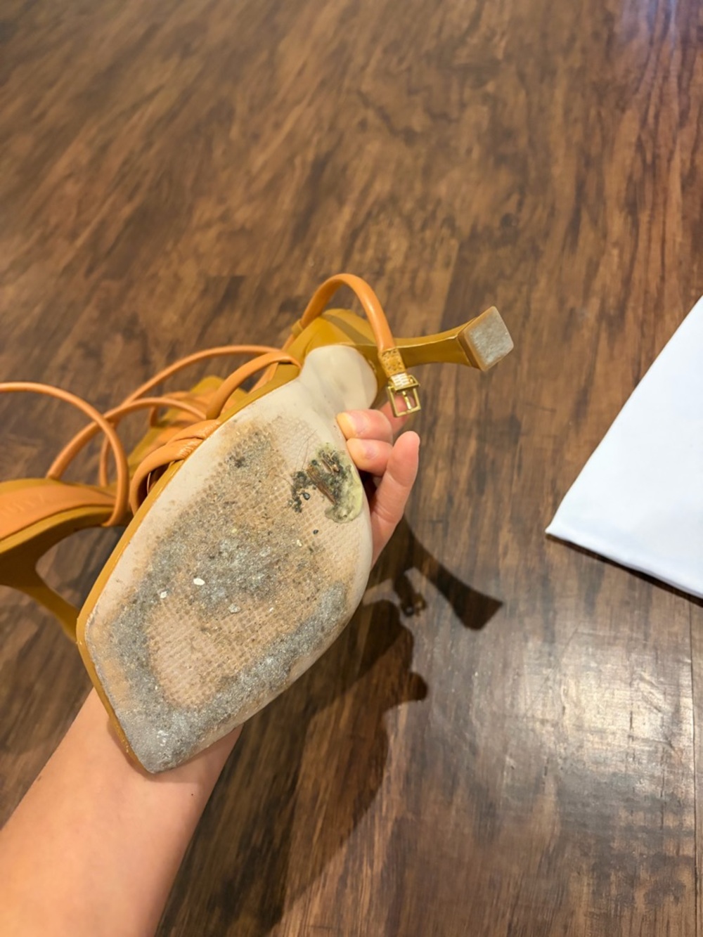 Schutz Women's Strappy Heeled Sandals in Tan leather (US 8) - Picture 6 of 7